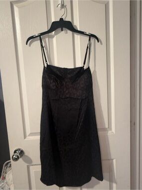 SHEIN Black Satin Jacquard Slip Dress